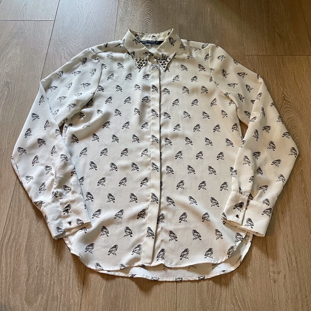 ZARA Owl Studded Blouse